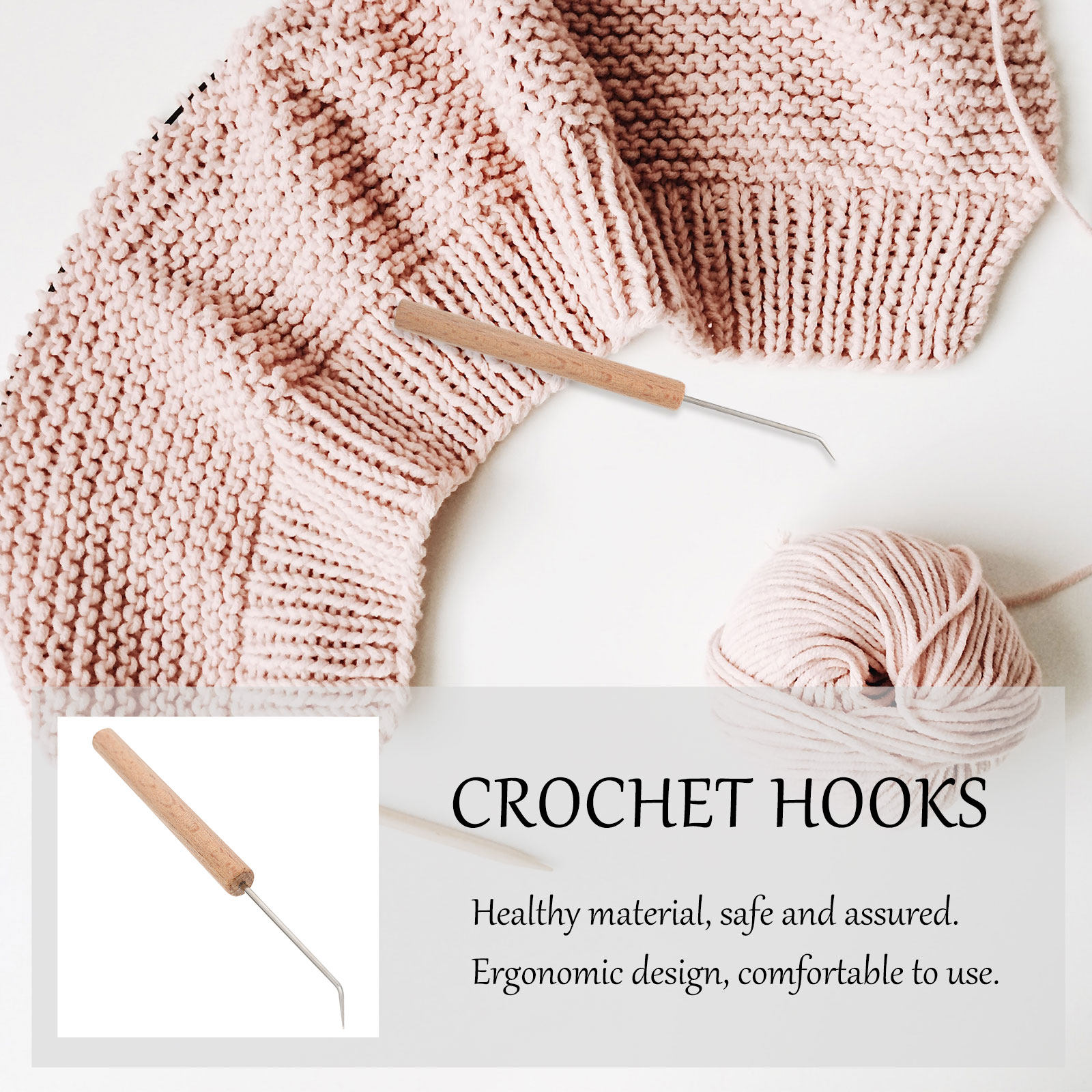 Wooden Crochet Hooks Ergonomic Handle - 1 ชิ้น เข็มโครเชต์ ด้ามจับไม้ ออกแบบตามหลักสรีรศาสตร์ อุปกรณ์ถักไหมพรม