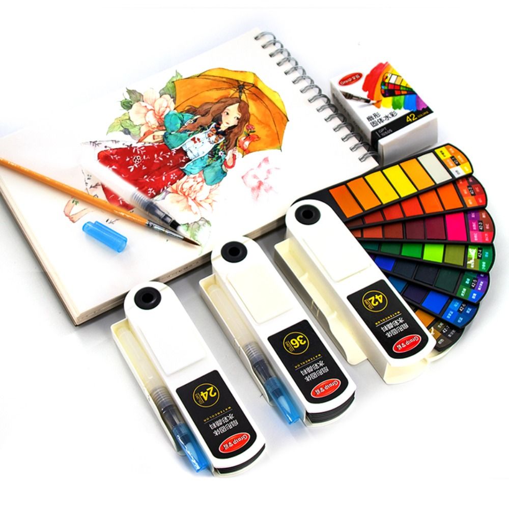ชุดสีน้ำแบบพับได้ 18/24/36/42  - Watercolor Paint Set Solid Pigment บทวิจารณ์และราคา