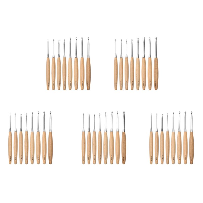 ชุดเข็มโครเชต์ไม้ ABJI 40 ชิ้น - Wooden Crochet Hooks Ergonomic Handle บทวิจารณ์และราคา