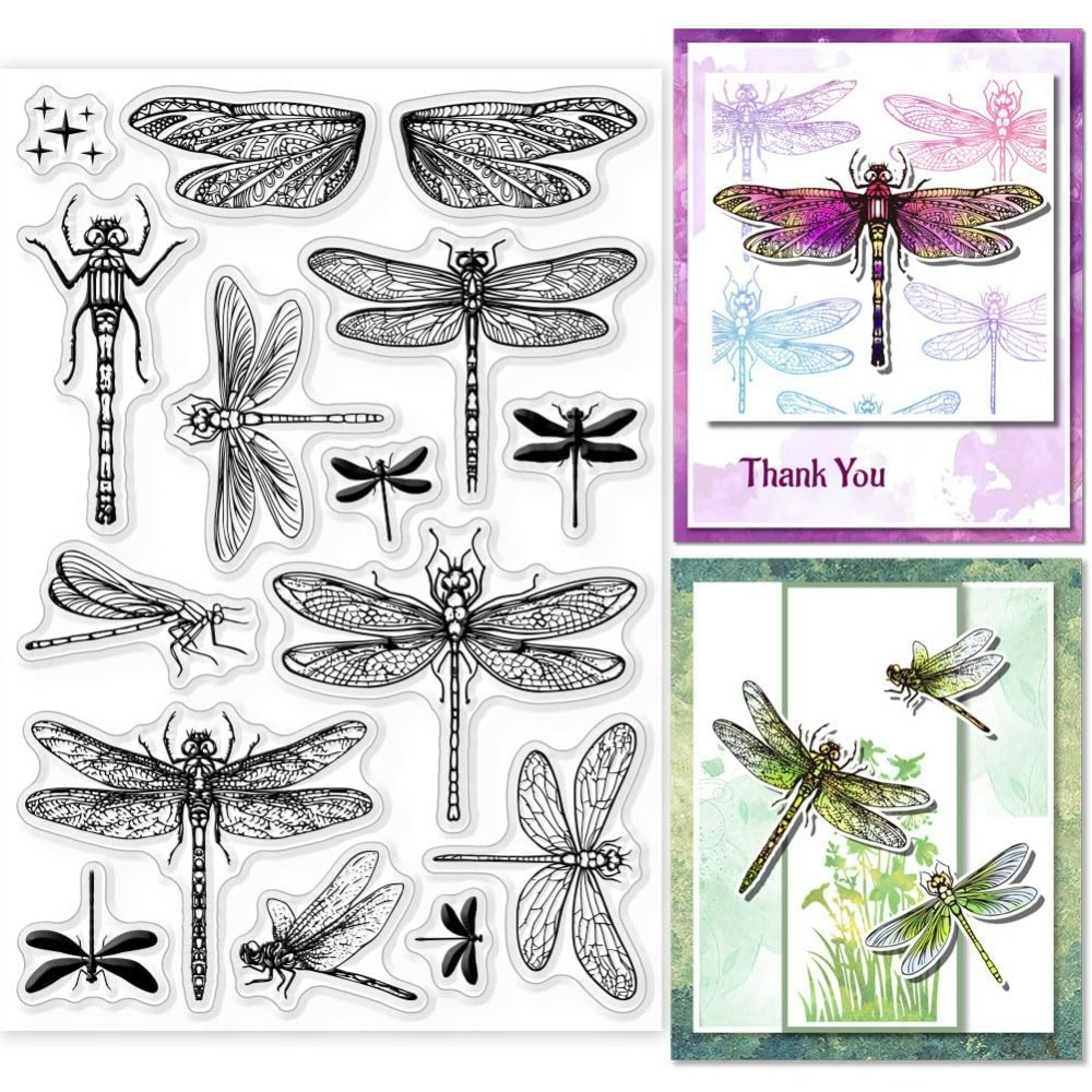 แสตมป์ใสรูปแมลงปอสำหรับสมุดภาพ - Clear Silicone Stamps For Card Making บทวิจารณ์และราคา