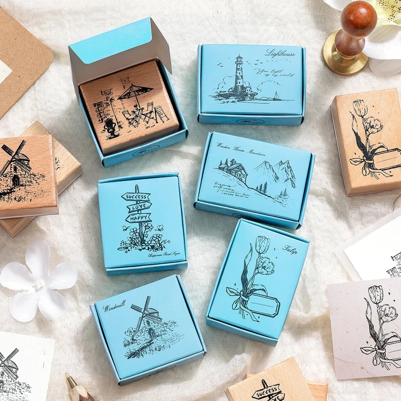 ตรายางไม้สไตล์วินเทจ ลายทิวทัศ - Scrapbooking บทวิจารณ์และราคา