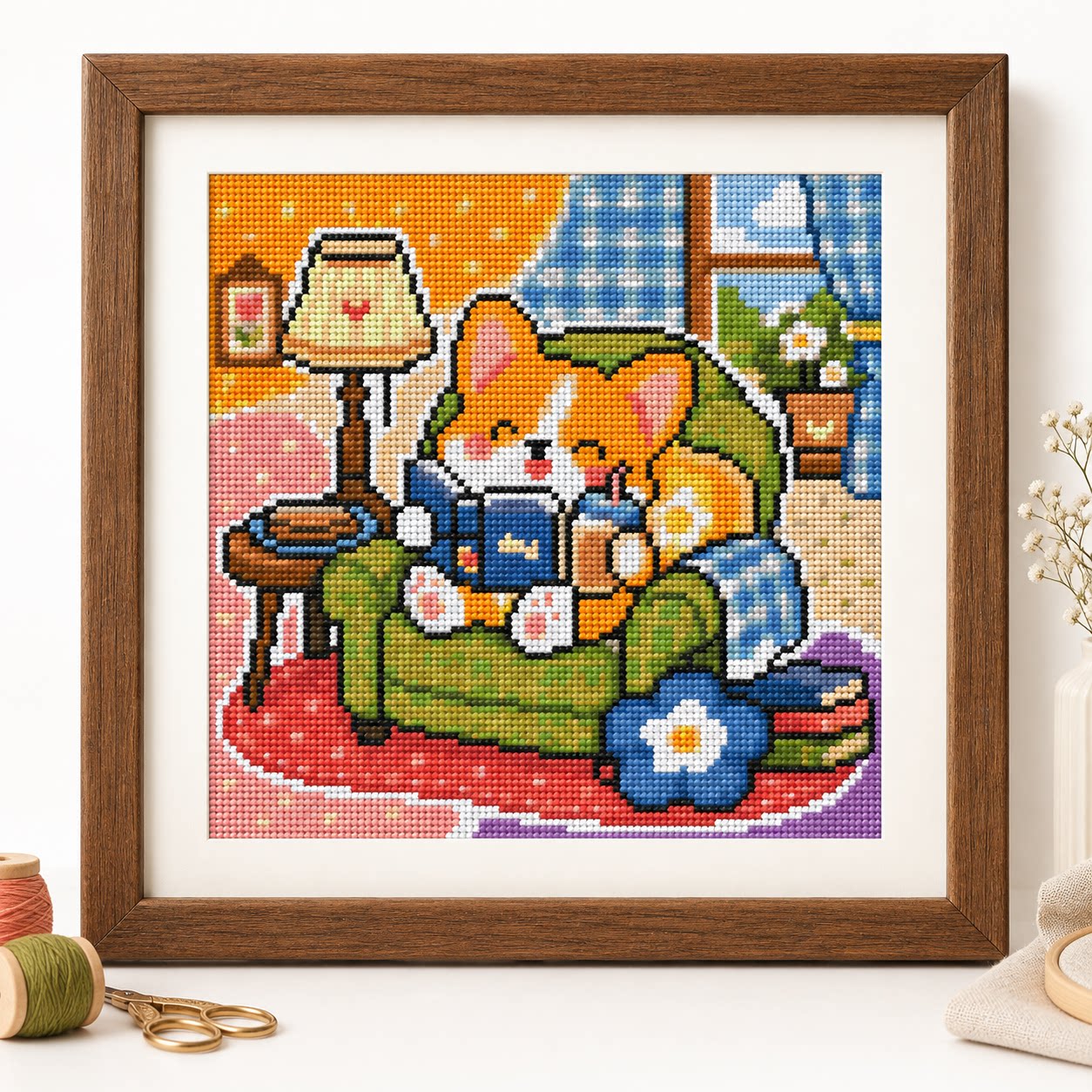 [ปักเต็มผืน] [CC6338-ลูกคอร์กี - Cross Stitch Stamped Kits Beginners บทวิจารณ์และราคา