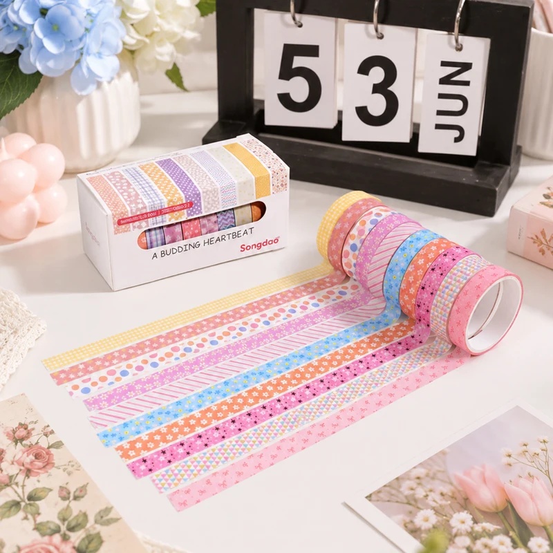 เทปวาชิลายดอกไม้สีพาสเทล 10 ม้ - Scrapbooking บทวิจารณ์และราคา