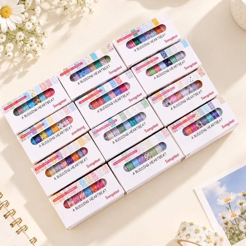 เทปวาชิลายดอกไม้สีพาสเทล 10 ม้ - Scrapbooking บทวิจารณ์และราคา