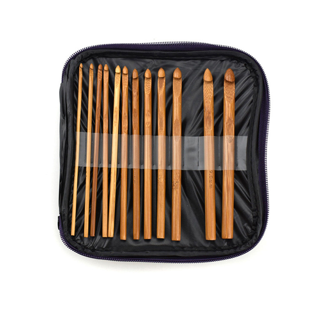 ชุดเข็มโครเชต์ไม้ไผ่ 1 ชุด ด้า - Wooden Crochet Hooks Ergonomic Handle บทวิจารณ์และราคา