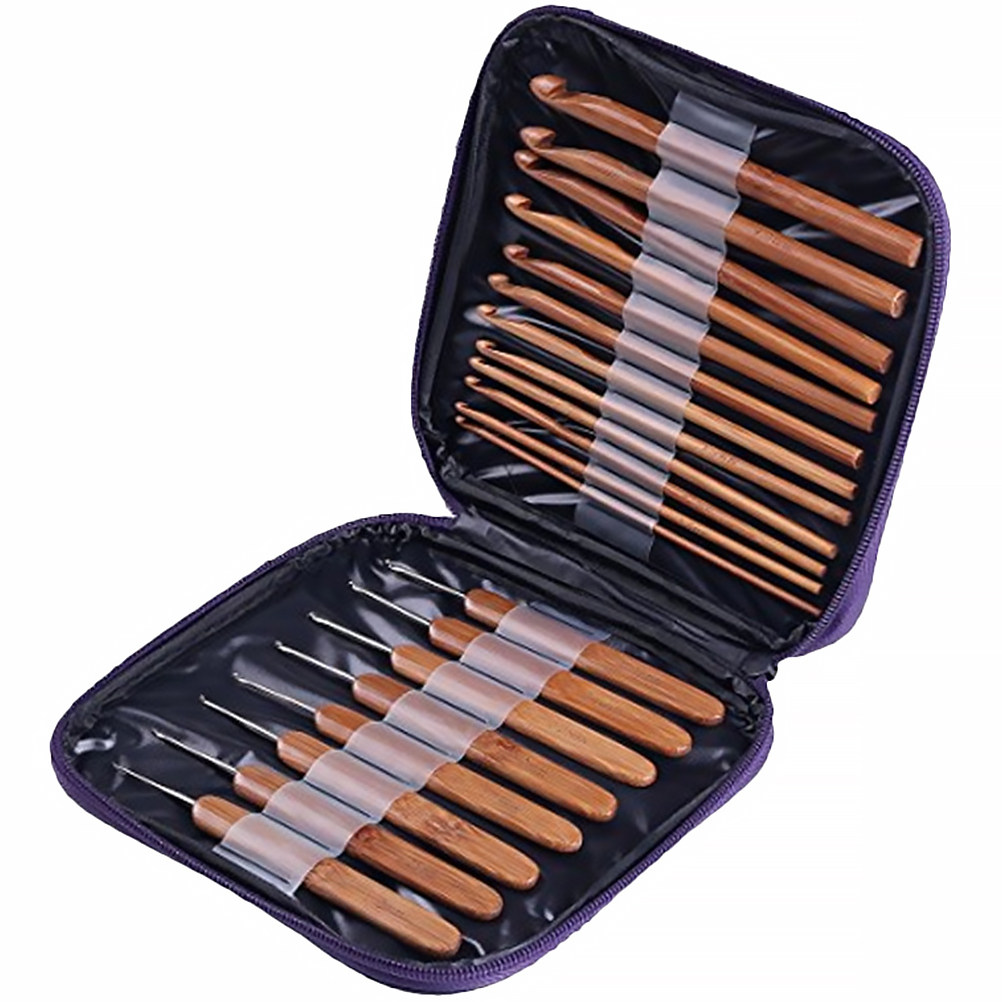 ชุดเข็มโครเชต์ไม้ไผ่ 1 ชุด ด้า - Wooden Crochet Hooks Ergonomic Handle บทวิจารณ์และราคา